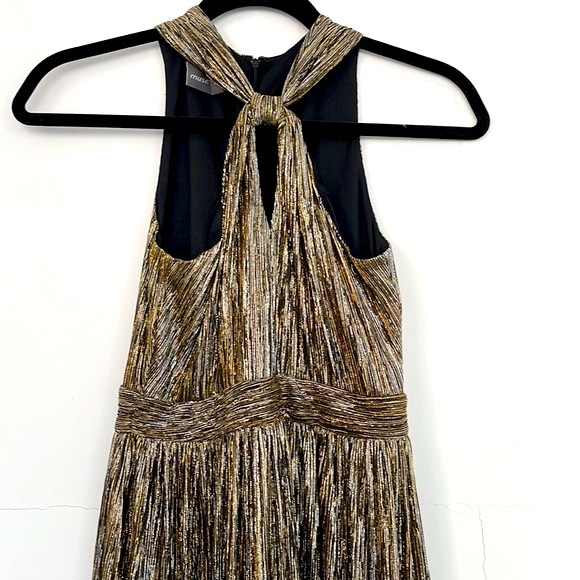 Muse Black and Gold Metallic Cross Knot Sleeveless Dress, Fully Lined, Size 2 - Picture 5 of 16